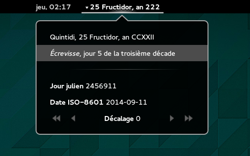 Calendrier révolutionnaire dans Gnome-Shell